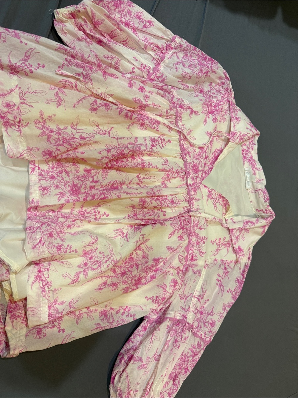 Pink Floral Peasant top- Women's